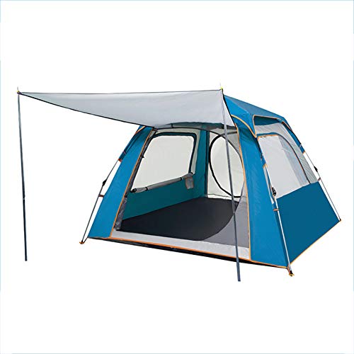 Kuppelzelt, Pop-Up-Zelte für 5–8 Personen, automatisch öffnendes Doppelschichtzelt, Campingzelte mit Veranda zum Wandern, Camping im Freien, Blau