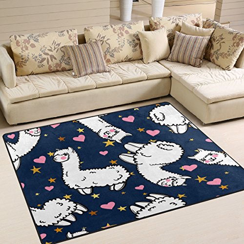 Use7 Lustiger Alpakas-Teppich für Wohnzimmer, Schlafzimmer, 160 x 122 cm