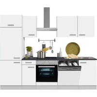 OPTIFIT Küchenzeile mit E-Geräten 'OPTIkompakt Oslo' weiß/anthrazit 270 cm