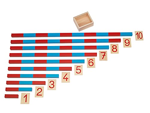 Numerische Stangen, blau-rote Stangen, Montessori-Material zum Zahlenverständnis