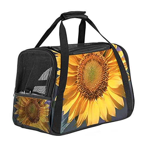 Xingruyun Hundetragetasche Gelbe Sonnenblume Katzentragetasche Faltbare Transporttasche Atmungsaktiv Haustiertasche Für Katzen Und Hunden 43x26x30 cm
