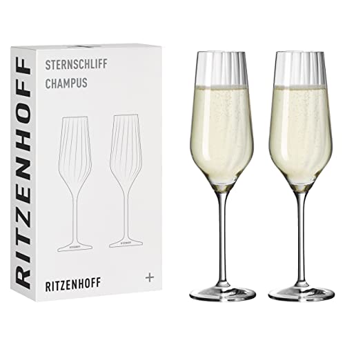 Ritzenhoff STERNSCHLIFF Champusglas-Set #2, aus Kristallglas, 250 ml, spülmaschinengeeignet, in Geschenkverpackung, 3751001, Klar