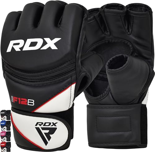 RDX MMA Handschuhe für Kampfsport, Maya Hide Leder Trainingshandschuhe Sparring Profi Grappling Gloves, Punchinghandschuh für Kickboxen, Boxsack, Sandsack, Freefight, Muay Thai (MEHRWEG)