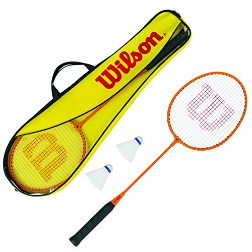 Wilson Badminton-Set, Gear Kit, Unisex, Inkl. 2 Badminton-Schläger, 2 Federbällen aus Kunststoff und 1 Tragetasche, Orange/Gelb, WRT8755003