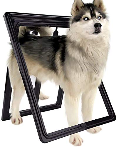 ANQI Haustiertür, Haustier Hund Welpe Katzentür für mittlere und große Hunde, magnetische Verriegelung, sichere Klappe für Bildschirm, Fenster, Tor, Tür, automatisch geschlossen, 45,5 x 35 cm