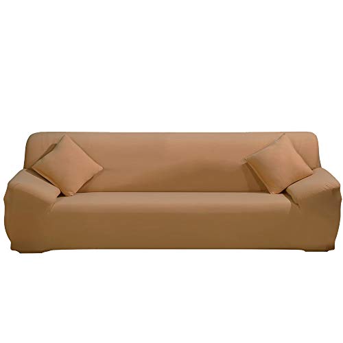 ele ELEOPTION Sofa Überwürfe Sofabezug Stretch elastische Sofahusse Sofa Abdeckung in Verschiedene Größe und Farbe Herstellergröße 235-300cm (Khaki, 4 Sitzer für Sofalänge 220-300cm)