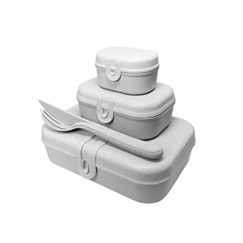 Koziol Pascal Ready Lunchbox-Set + BESTECK-Set Organic Grey, 3168870