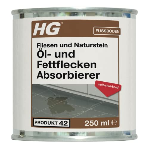 HG Fliesen und Naturstein Öl- und Fettflecken Absorbierer, selbstwirkender HG Spezialreiniger zur Entfernung von Öl- und Fettflecken aus porösen steinartigen Untergründen - 300 ml