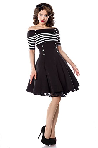 Belsira - Vintage-Kleid - schwarz/weiß/stripe - M