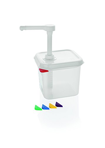 Saucenspender aus Polypropylen - mit Maßeinteilung, Behälter können mit HACCP Clips farbig markiert werden - PREMIUM-QUALITÄT (A3 - Saucenspender GN 1/9)