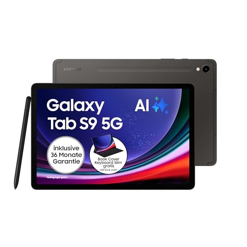 Samsung Galaxy Tab S9 Android-Tablet, 5G, 128 GB / 8 GB RAM, MicroSD-Kartenslot, Inkl. S Pen, Simlockfrei ohne Vertrag, Graphit, Inkl. 36 Monate Herstellergarantie [Exklusiv bei Amazon]