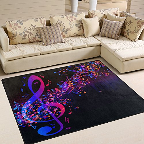 Use7 Teppich mit Musiknoten, für Wohnzimmer, Schlafzimmer, 160 x 122 cm