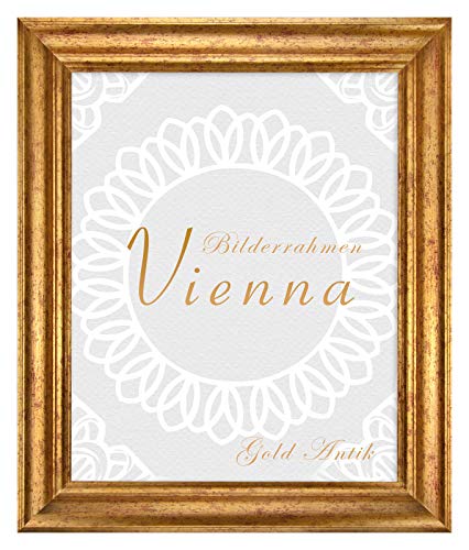 BIRAPA Bilderrahmen gold Vienna Rahmen 60x60 cm - Bilderrahmen vintage in Gold Antik, Bilderrahmen Holz mit Zierleiste innen und außen, Fotorahmen, Holzrahmen