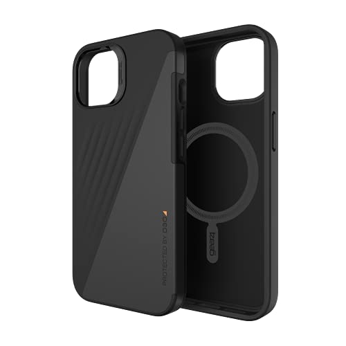 ZAGG Gear4 Brooklyn Snap - MagSafe-kompatible Hülle aus veganem Leder - für iPhone 13 - Farbe: Schwarz