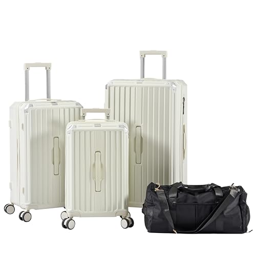 SPOFLYINN 3-teiliges Hartschalen-Gepäck-Set, Leichter Koffer mit 2 Haken, 360-Grad-Drehräder, TSA-Schloss für Reisen (50,8 cm/61 cm/71,1 cm), weiß, Einheitsgröße, Modern