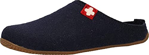 Living Kitzbühel Unisex-Erwachsene Pantoffel Rewooly Schweizer Kreuz mit Fußbett Hausschuh, Nachtblau