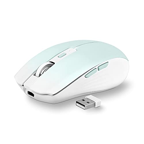 T'NB Kabellose Maus, modisches Design, bunt, Dual-Modus Bluetooth und USB-A, wiederaufladbar, hohe Autonomie, Genauigkeit 1600 dpi, 6 Tasten, Blau