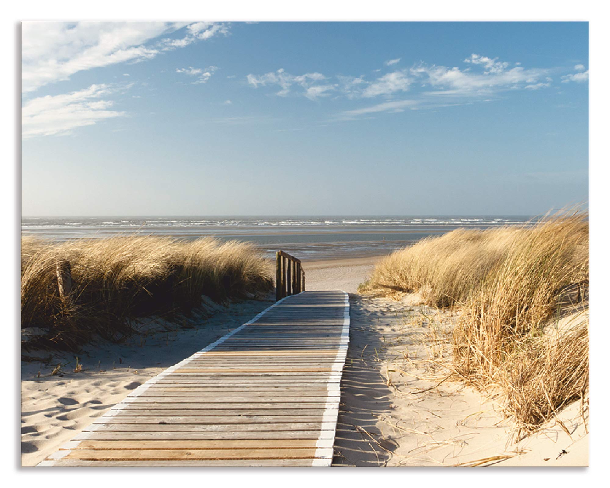 ARTland Spritzschutz Küche aus Alu für Herd Spüle 70x55 cm (BxH) Küchenrückwand mit Motiv Natur Strand Meer Nordsee Dünen Gräser Steg Maritim T5RM