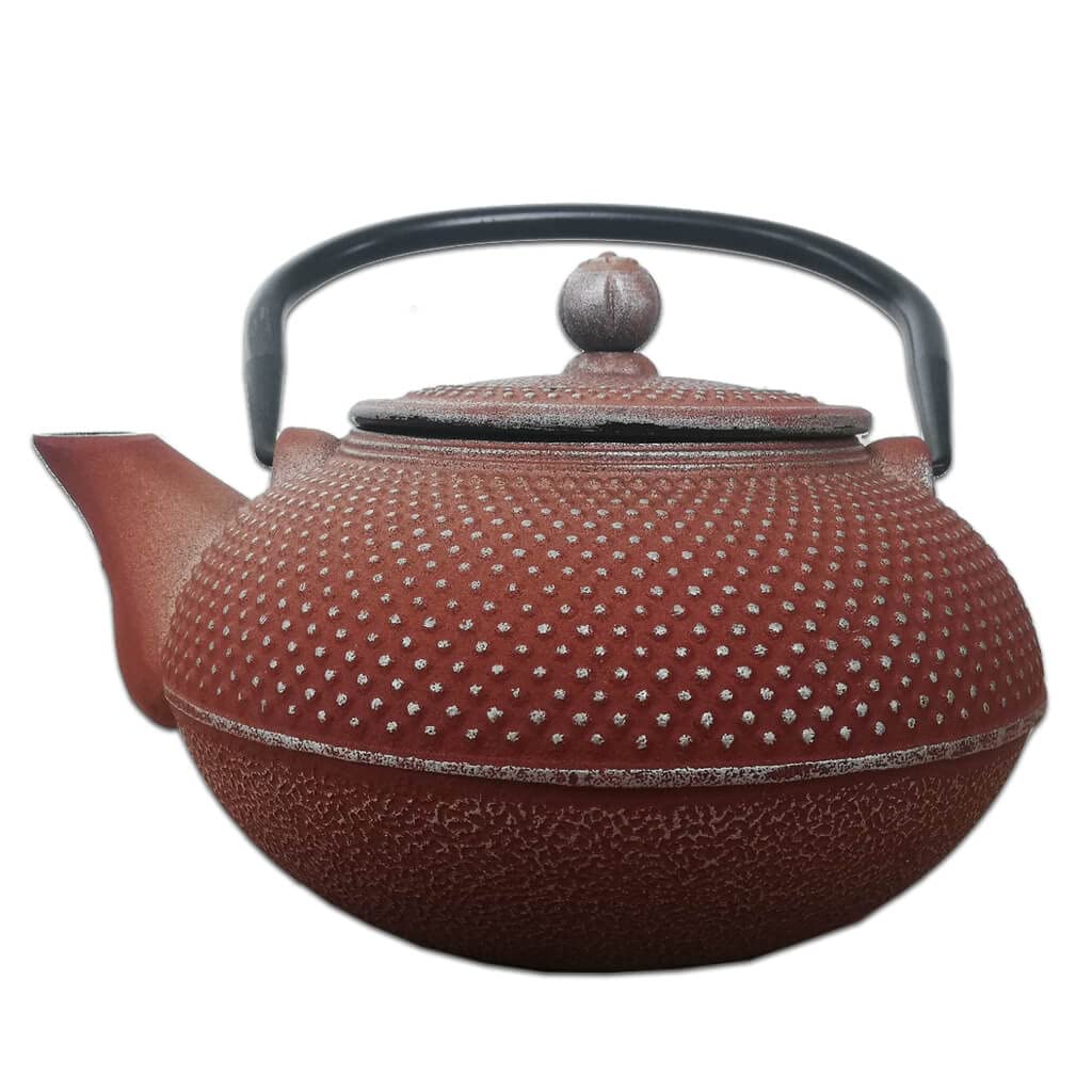 Globe Fire Teekanne mit Teesieb aus Gusseisen - Innenseite emailliert - Farbe: silber-braun, 1,5 Liter