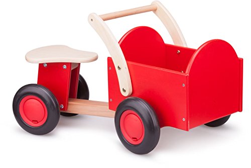 New Classic Toys - 11400 - Spielfahrzeuge - Kinder Holz-Rutscher Rutschauto mit Kasten in Rot