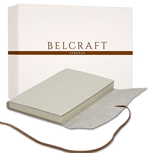 Capri A5 mittelgroßes Notizbuch aus Leder, Handgearbeitet in klassischem Italienischem Stil, Geschenkschachtel inklusive, Tagebuch, Lederbuch A5 (15x21 cm) Milch