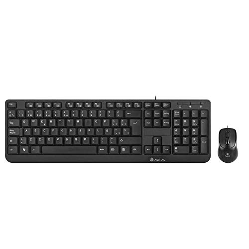 NGS COCOAKIT Set aus Multimedia-Tastatur und optischer Maus mit Kabel, 1000dpi, USB (QWERTY, Spanisch)