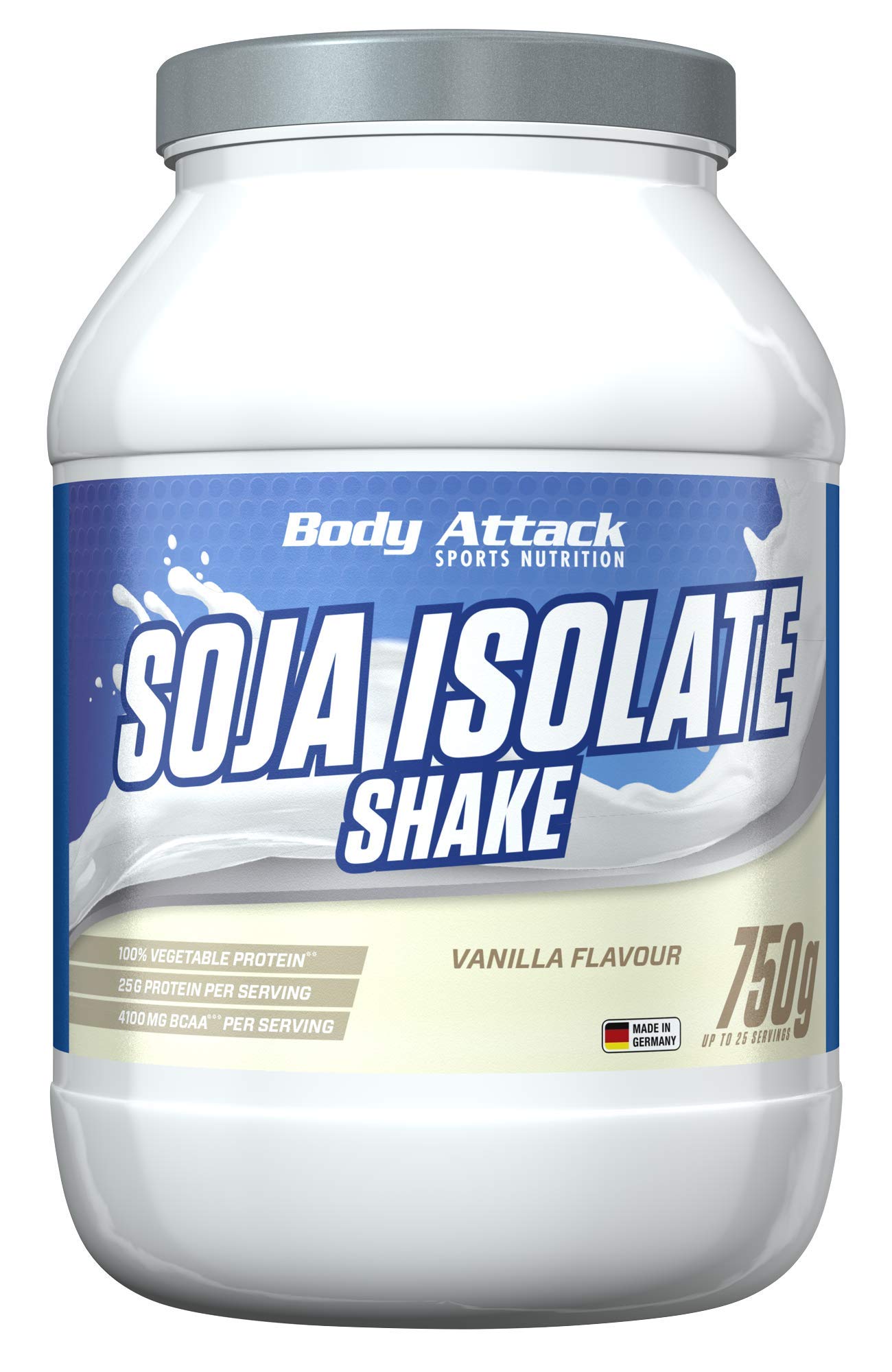 Body Attack Soja Isolate Shake, Vanilla, 1er Pack (1 x 750g)