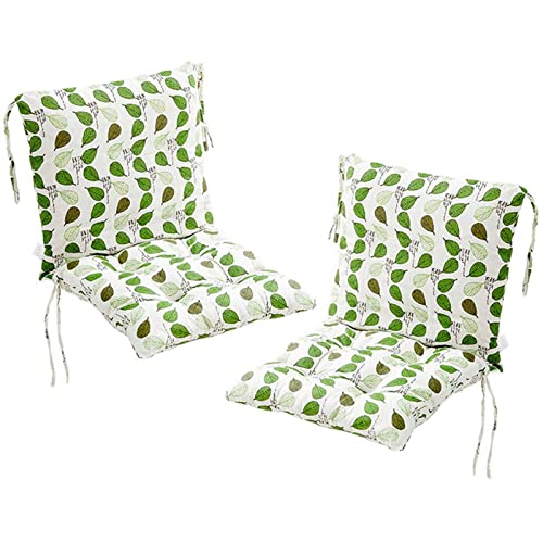 Huachaoxiang 2 Stück Stuhlkissen mit Rückenteil Sitz, Rückenkissen mit Bänder, Niedriglehner Auflage Polsterauflage Gartenstuhl (40X80cm),Grün