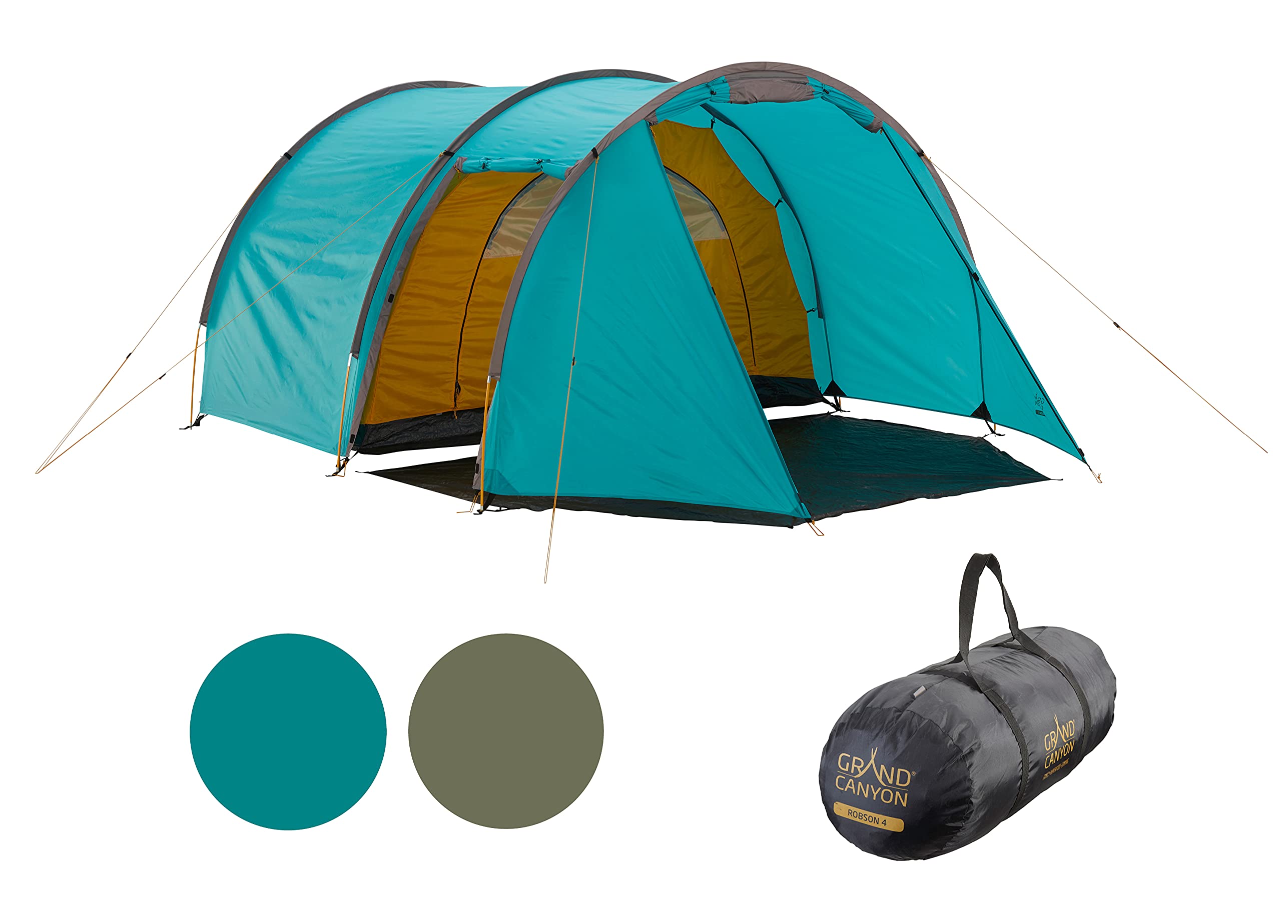 Grand Canyon Robson 4 - Tunnelzelt für 4 Personen | Ultra-leicht, wasserdicht, kleines Packmaß | Zelt für Trekking, Camping, Outdoor | Blue Grass (Blau)