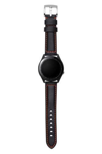 ASUS VivoWatch Ersatz-Armband, kompatibel mit VivoWatch 5, Leder, einfache Installation, Schnalle aus Metall, langlebiges Design, strapazierfähig, schwarz mit orangefarbenen Nähten