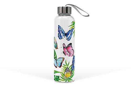 PPD Glasflasche Tropical Butterflies 550ml Glastrinkflasche