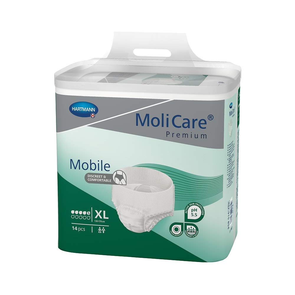 MoliCare Premium Mobile Einweg-Unterwäsche: Diskrete Verwendung für Damen und Herren bei Inkontinenz; 5 Tropfen, Größe XL, 56 Stück