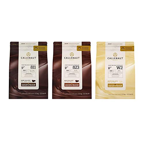 Callebaut, Dark, Milk & White Schokoladenstückchen (3 x 2,5kg Bundle)
