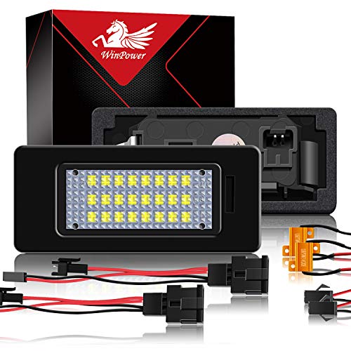 WinPower LED Kennzeichenbeleuchtung Glühbirnen Nummernschildbeleuchtung Lampe 3582 SMD mit CanBus Fehlerfrei 6000K Xenon kaltweiß zum A1/A3/A4/A5/A6/A7/Q3/Q5/TT usw, 2 Stücke
