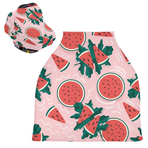 Baby Autositzbezug Baldachin Stillbezug – Tropische Früchte Wassermelone Stillbezug Schal atmungsaktiv Baby Boy Kinderwagen Abdeckung Baby Shower Geschenke für Mädchen & Jungen