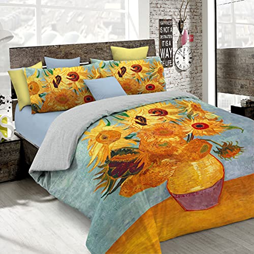 Sogni D'autore Italian Bed Linen Bettbezug, Doppelte, 100% Baumwolle, Multicolor SD49, DOPPEL