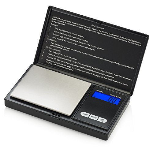 Smart Weigh Digitale Taschenwaage Küchenwaage Briefwaage Goldwaage 1000 x 0.1g mit LCD-Anzeige Digitale Waage