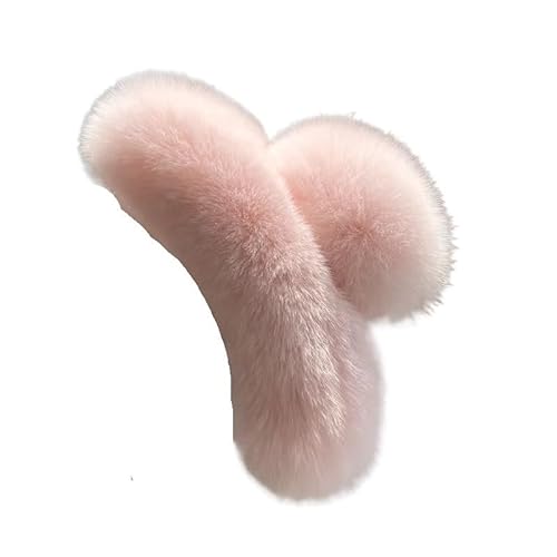 Nette Plüsch Haar Zubehör Zurück Löffel Clip Nette Haar Clip Koreanische Klaue 1PC15CM Künstliche Kaninchen Fell Große Clip (Color : Liget pink-15cm)