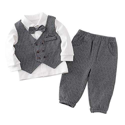 Famuka Baby Anzüge Baby Junge Sakkos Taufe Hochzeit Babybekleidung Set (Grau, 110)