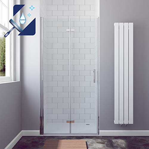 AQUABATOS® Duschtür Faltbar 90 x 195 cm Nischentür Falttür Duschabtrennung Duschwand Glas aus 6mm Sicherheitsglas (ESG) mit Lotus-Effekt Nanobeschichtung