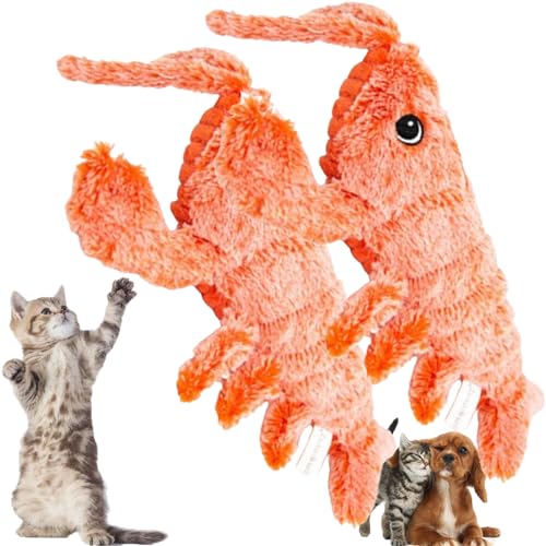 FOTTEPP Furry Fellow Interactive Dog Toy Lobster, Wiggly Lobster Dog Toy, Floppy Lobster Interactive Dog Toy, USB Charging Jumping Lobster Cat Toys (Skin-2PCS)
