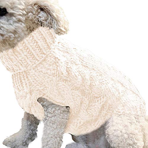 UKKD Hundemantel Warm Hund Katze Sweater Kleidung Winter Turtleneck Strick Haustier-Katze-Welpen-Kleidung-Kostüm Für Kleine Hunde Katzen Chihuahua,05E,M
