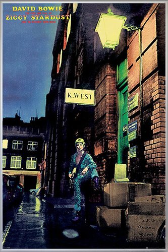 Close Up David Bowie Poster Ziggy Stardust (93x62 cm) gerahmt in: Rahmen Silber matt