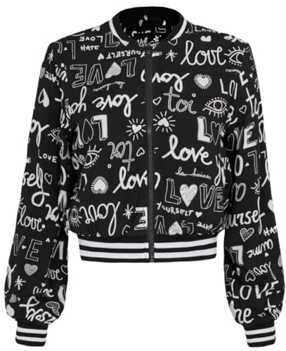 Hell Bunny Love Yourself Jacket Frauen Collegejacke schwarz/weiß M 100% Viskose Fashion & Style
