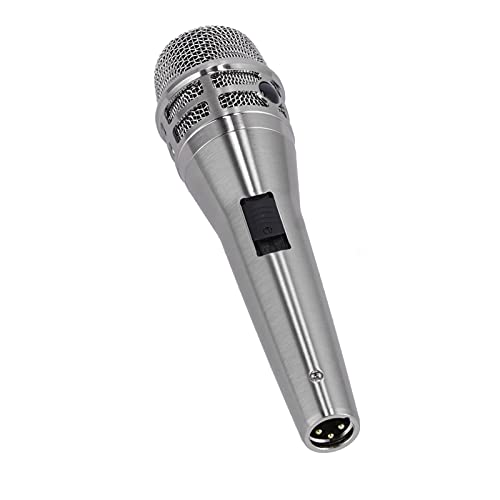 Heayzoki Kabelgebundenes Mikrofon, Kabelgebundenes Dynamisches Handheld-Mikrofon mit Nierencharakteristik, Karaoke-Mikrofone, Hohe Verstärkung, für Karaoke-Gesang zu Hause Im Freien.(Silber)