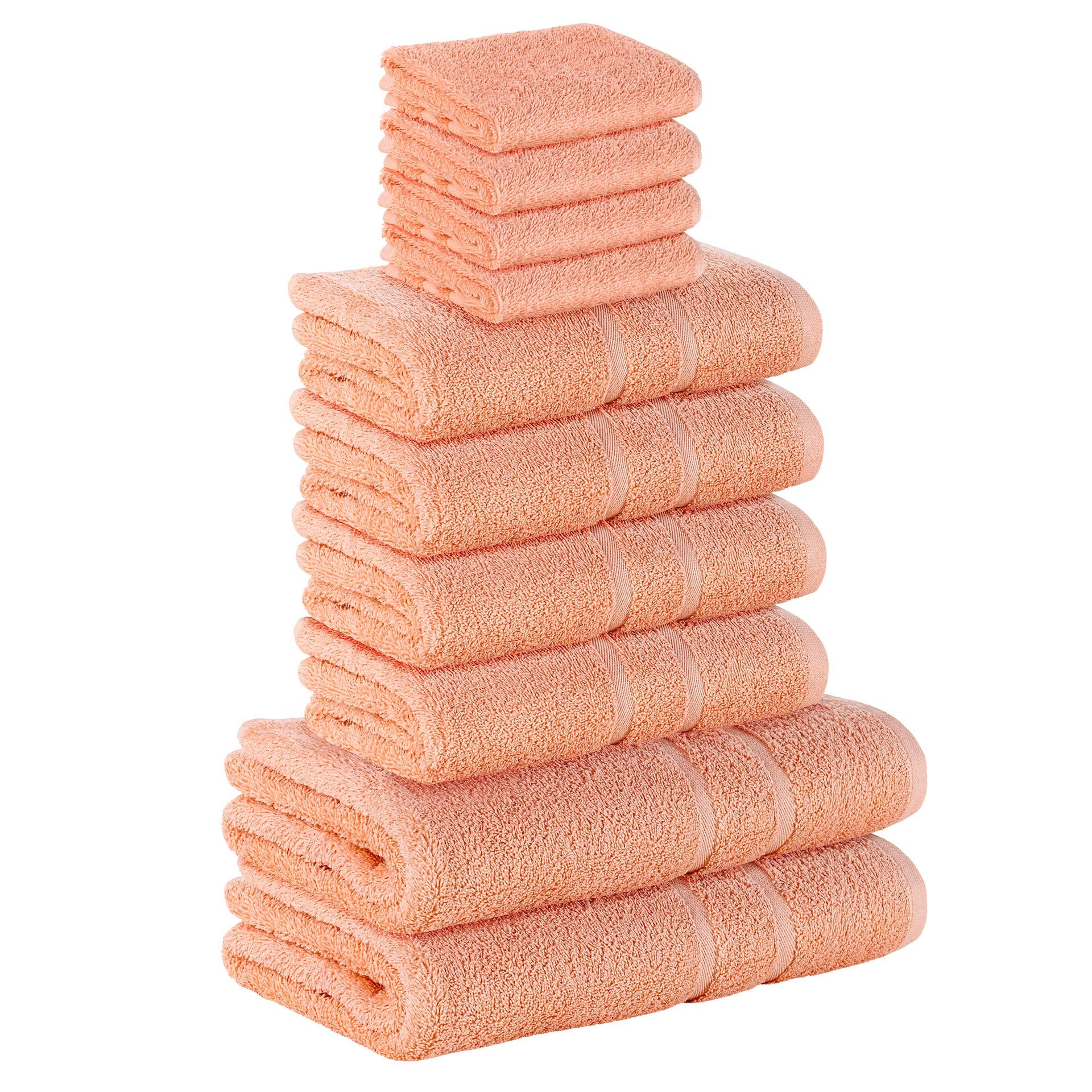 StickandShine 10 TLG. (4X Gästehandtuch / 4X Handtuch / 2X Duschtuch) in Peach/Premium Frottee Set aus 100% Baumwolle mit 500g/m² 10er Pack