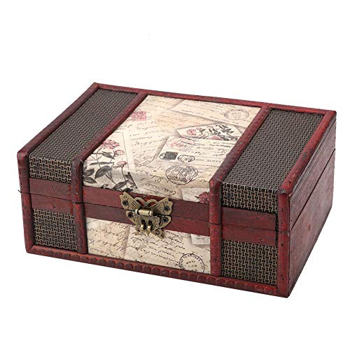 Lazmin Holz Geschenkboxen, Vintage Schmuck Spielzeug Aufbewahrungsbox mit Deckel, 9,1 x 6,3 x 3,9 Zoll