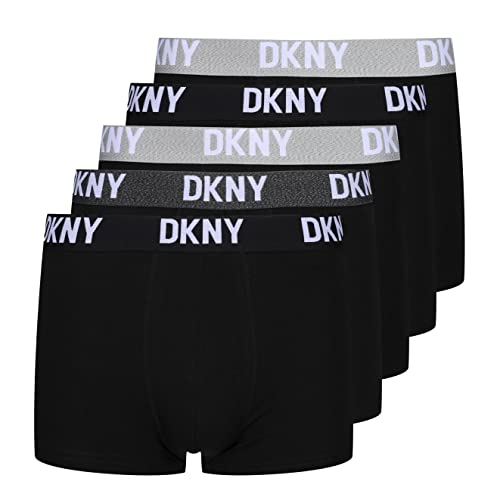 DKNY Herren-Boxershorts in Schwarz | Hochwertiger, superweicher Baumwollmischung-Stoff mit elastischem Nylonbund | Bequeme und Dehnbare Unterwäsche - Packung mit 5 Stück.