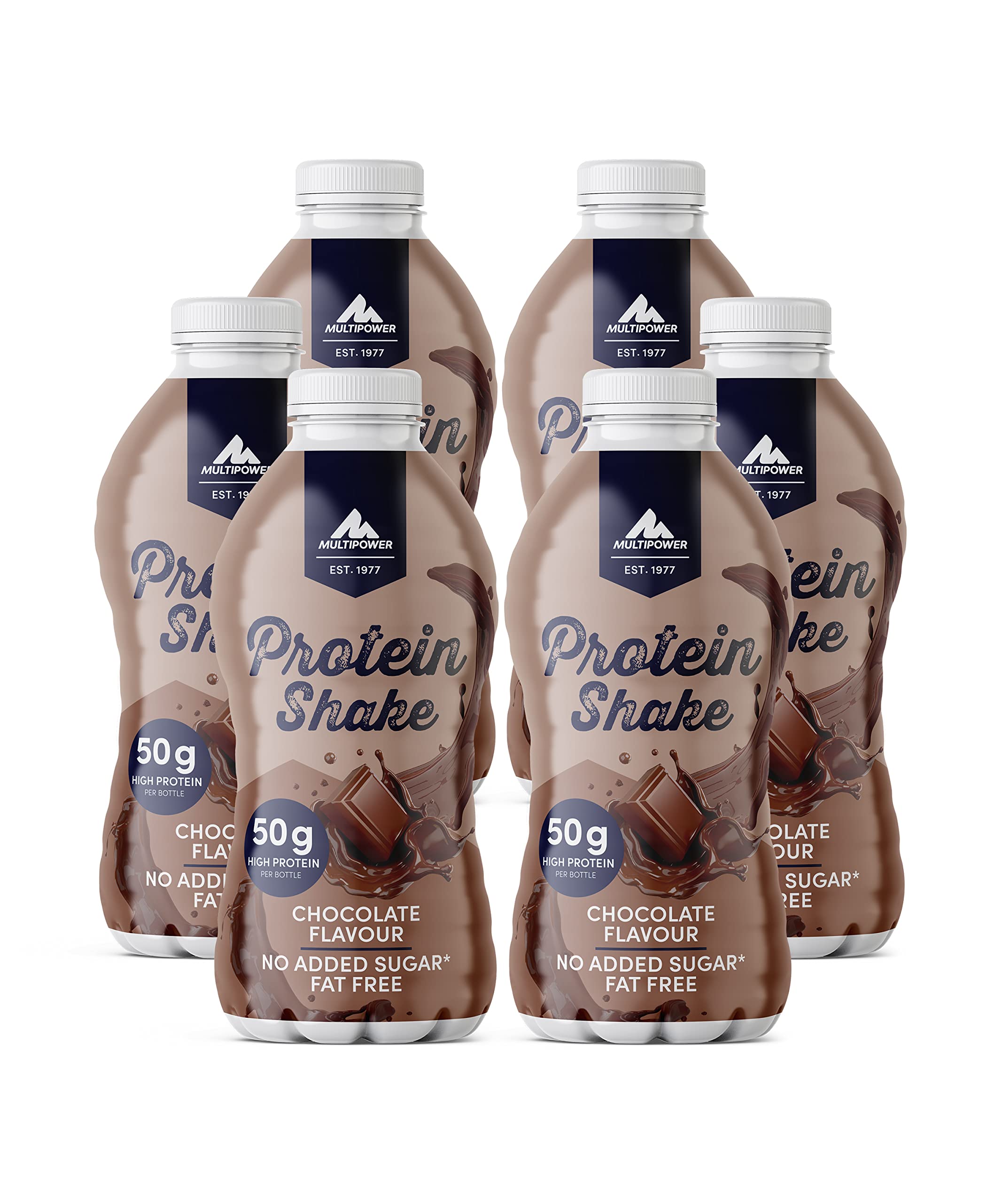 Multipower 50 g Protein Shake Chocolate – fett- und kalorienarmer Fitness Shake für den Muskelaufbau – Eiweißshake mit Schokoladen-Geschmack – ready to drink – 6 x 500 ml