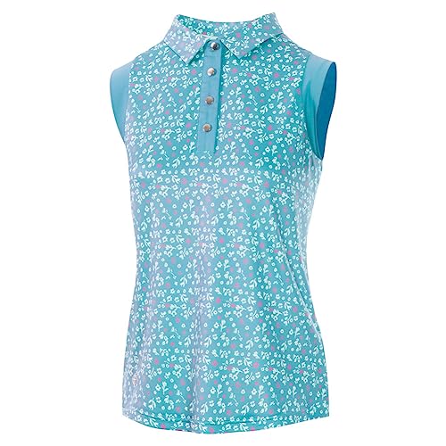 Island GREEN Golf Damen-Polo-Shirt, atmungsaktiv, schnell trocknend, feuchtigkeitsableitend, 2231 - Aqua/Weiß, Large